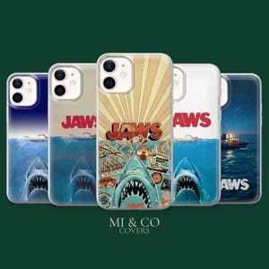 Custodia per telefono JAWS Shark Thriller Movie per iPhone 17Pro, 16, 15, 14, 13, 12, Samsung S25, S24, S23Fe, S22, A17, A26, A56, Pixel 10, 9