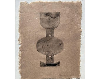 Chalice I | Intaglio print on handmade invasive plant paper | 14.5 x 18 inches | 1/1