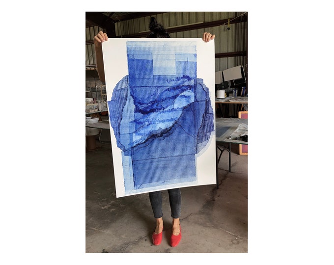 Large Original Monoprint | Hand Printed from Cardboard Boxes | 28.75 x 41.5 inches