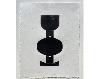 Chalice II | Relief print on handmade junk mail paper | 14.75 x 18.5 inches | 1/1