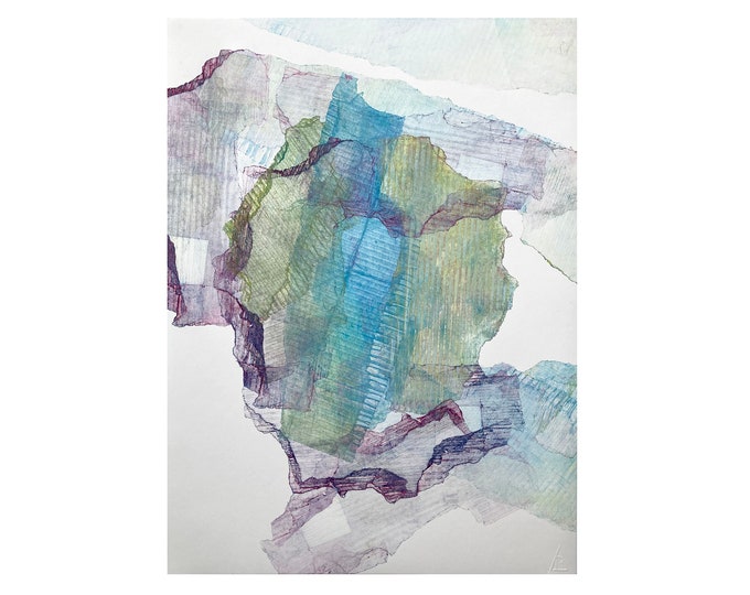 Original Monoprint | Multi Layer Print w/ Cardboard Fragments | 22 x 30 inches