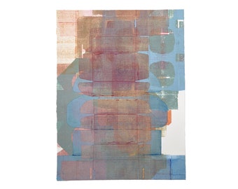 Original Monoprint | Multi Layer Print w/ Cardboard Fragments | 18 x 24 inches