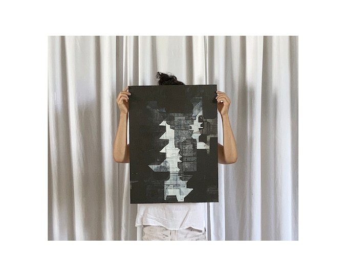 Original Monoprint | Hand Printed from Cardboard Packaging | 18 x 24 inches