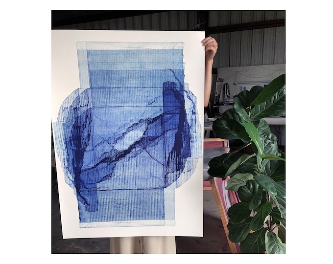 Large Original Monoprint | Hand Printed from Cardboard Boxes | 29.5 x 41 inches