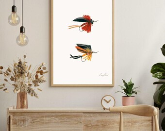 Impresión artística de Orvis Bicknell y Cheney Fly (8 x 10): pintura acrílica sin marco