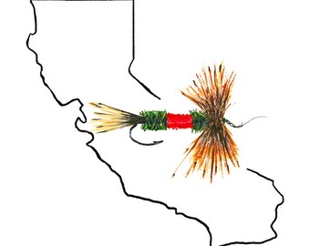 Pintura acrílica sin marco, 8x10 pulgadas, para pesca con mosca en California.