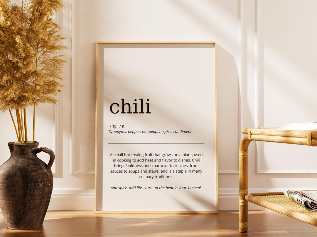 Chilly Def Chili Definition Wall Art Digital Download Minimalist Poster Modern ...
