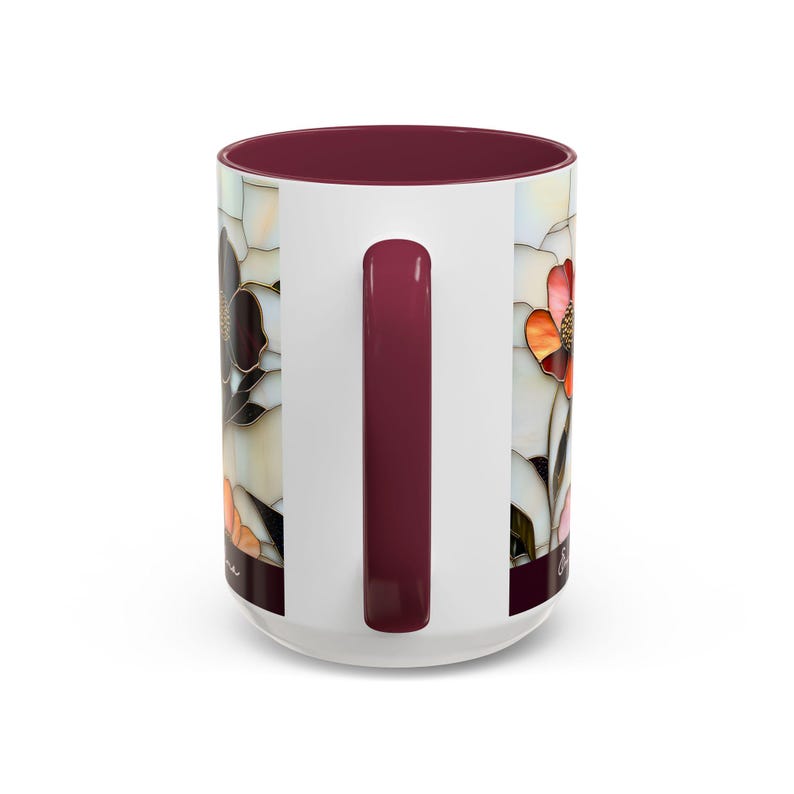 Custom Grandma Mug with Name, Stained Glass Flower Coffee Cup, Personalized Nana Gift, Mother’s Day Gift for Grandma, Floral Birthday Mug