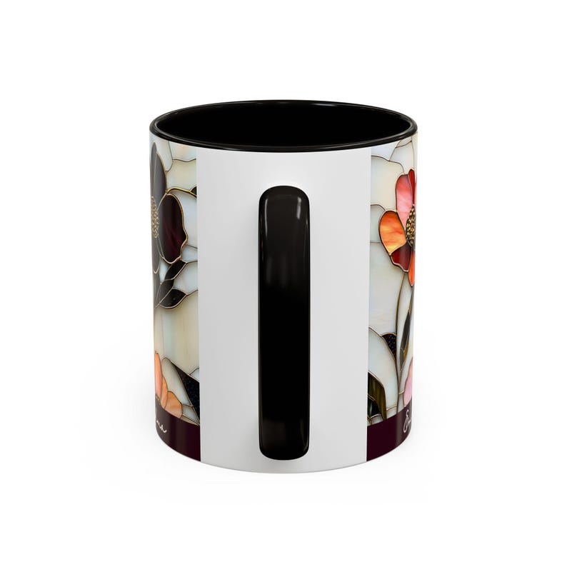 Custom Grandma Mug with Name, Stained Glass Flower Coffee Cup, Personalized Nana Gift, Mother’s Day Gift for Grandma, Floral Birthday Mug
