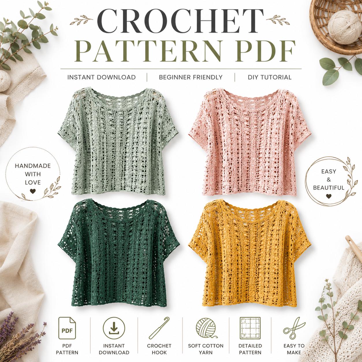 39 Mesh Sweater Crochet Patterns for Airy Layers, Pullovers, and Cardigans 27 Crochet Lace Top