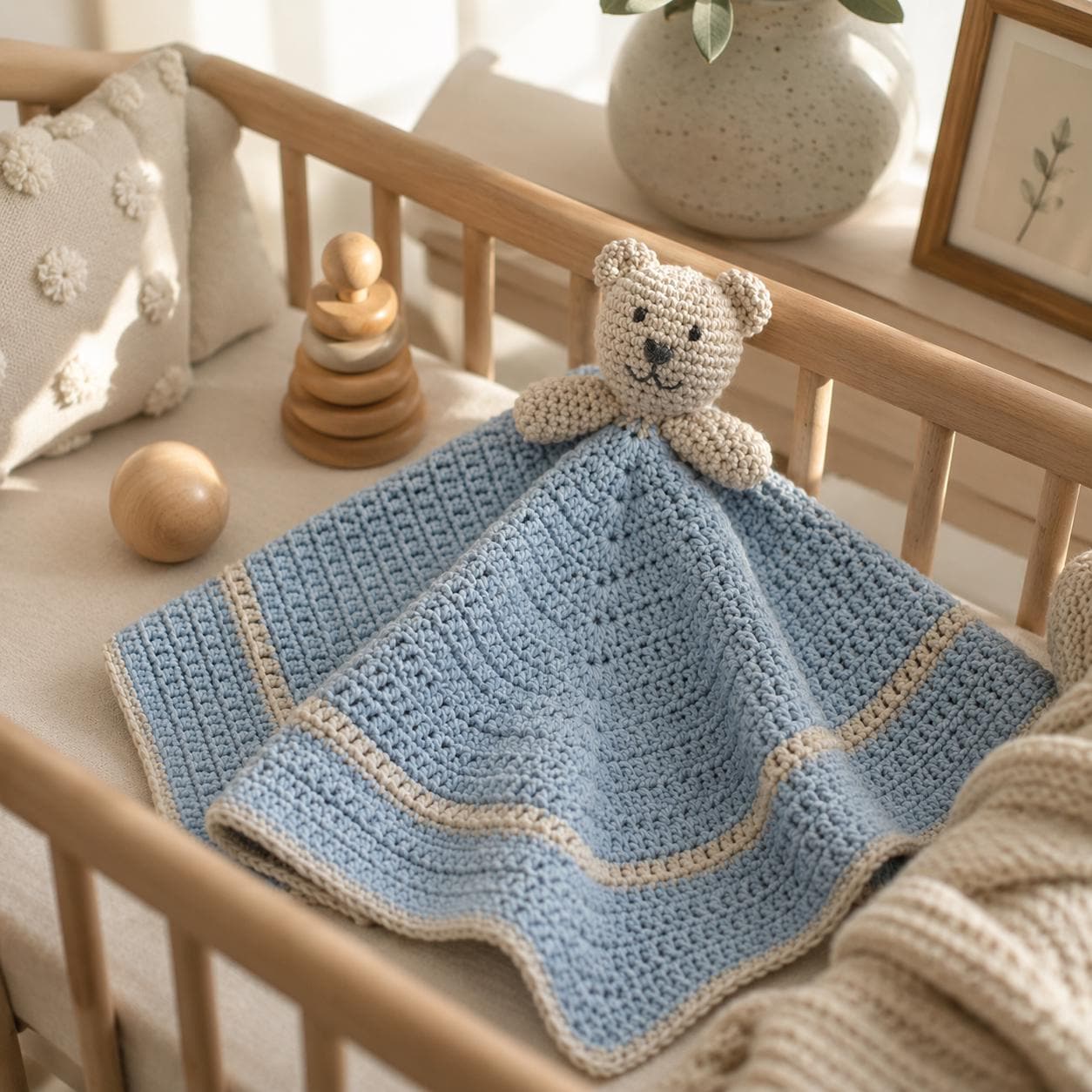 Crochet Teddy Lovey Blanket Pattern, Beginner Friendly Baby Comfort ...