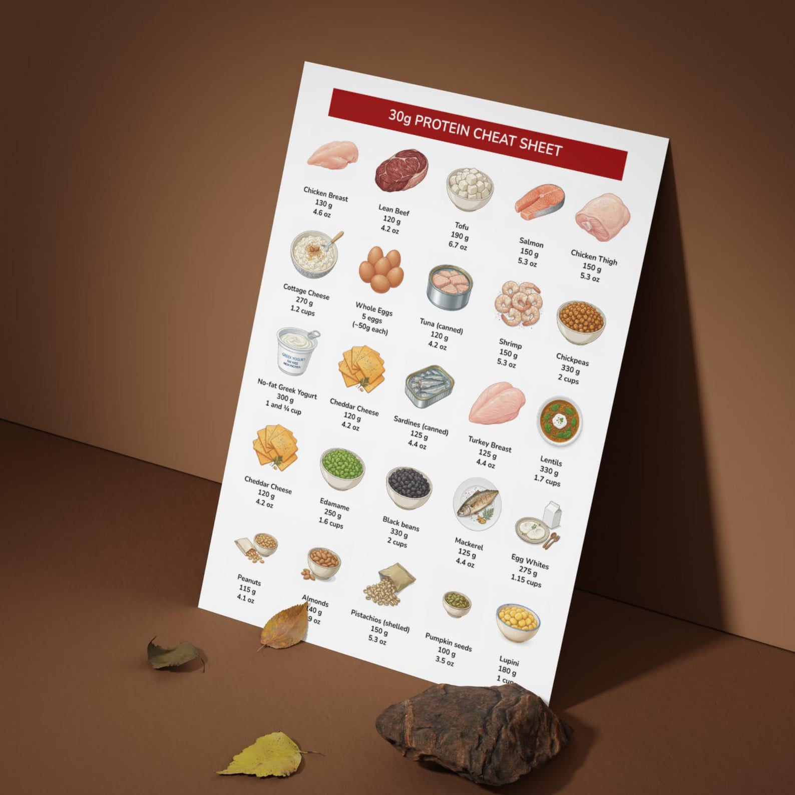 30g Protein Cheat Sheet PDF | High Protein Food List | Macro Tracking ...