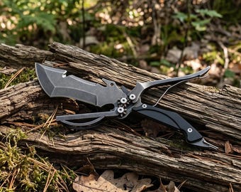 Mechanical Gear Knife Scissors Tactical Multi Tool EDC Pocket Knife Camping Gear Fathers Day Gift Groomsmen Gift for Men