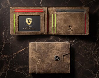 Men's Slim Wallet | RFID Blocking Carbon Fiber Bifold | Minimalist Vegan Leather Card Holder | Father's Day Gift for Him