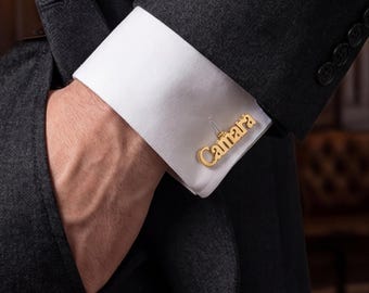 Custom Name Cufflinks for Men | Personalized Stainless Steel Groomsmen Gift | Wedding Jewelry | Father's Day Gift | Monogrammed Cuff Links