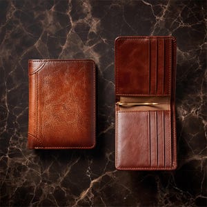 Men's RFID Blocking Slim Vertical Bifold Wallet - Top Grain Leather Vintage Style Dante Gift for Him Daily Use Wallet