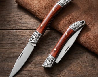 Mini Pocket Knife Vintage Keychain Knife Small Folding Blade for Men Classic Wood Handle Fruit Knife Groomsmen Gift Small EDC Tool