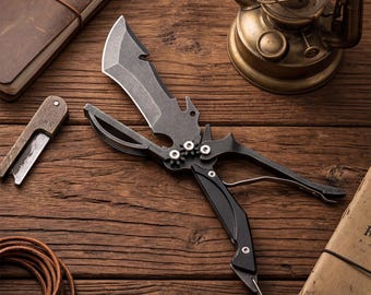 Unique Mechanical Scissors Knife Hybrid Tactical Folding Multi Tool Cool Gadget for Men Groomsmen Gift Anniversary Birthday Present EDC Gear