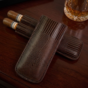 Lädercigarretui Resehumidor Fars dag-present till honom Marskalken-present Lyxig cigarrhållare Ödla Krokodilmönster Fickröktillbehör