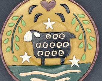 Mini Redware Jeremiah Junction "Black Sheep" Plate