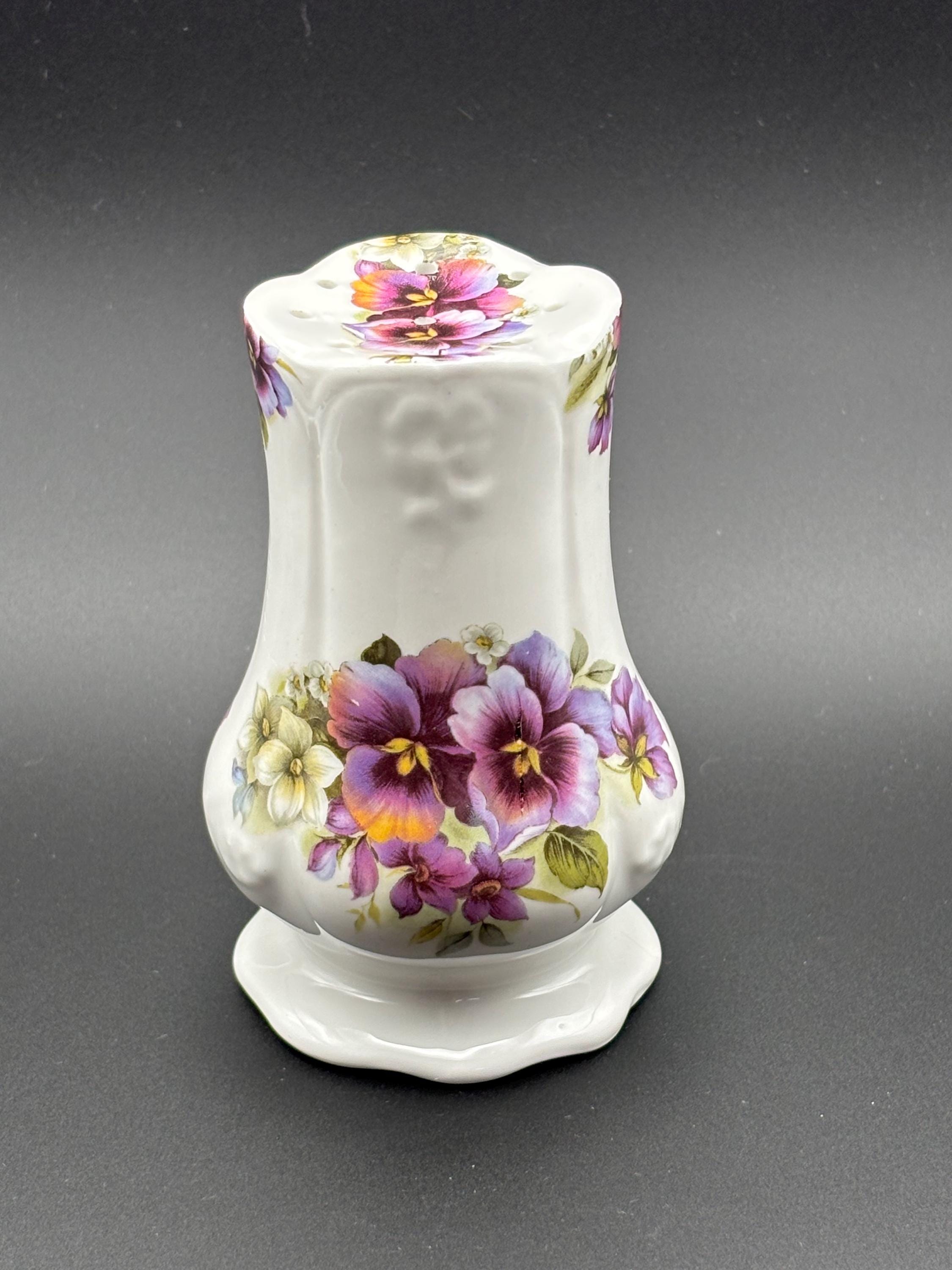 Vintage Hat Pin Holder Unmarked Pink Flowers Gold Trim Rose Floral Design S4 Vintage Porcelain R&S Hat Pin Holder – The Celtic Farm main image 3