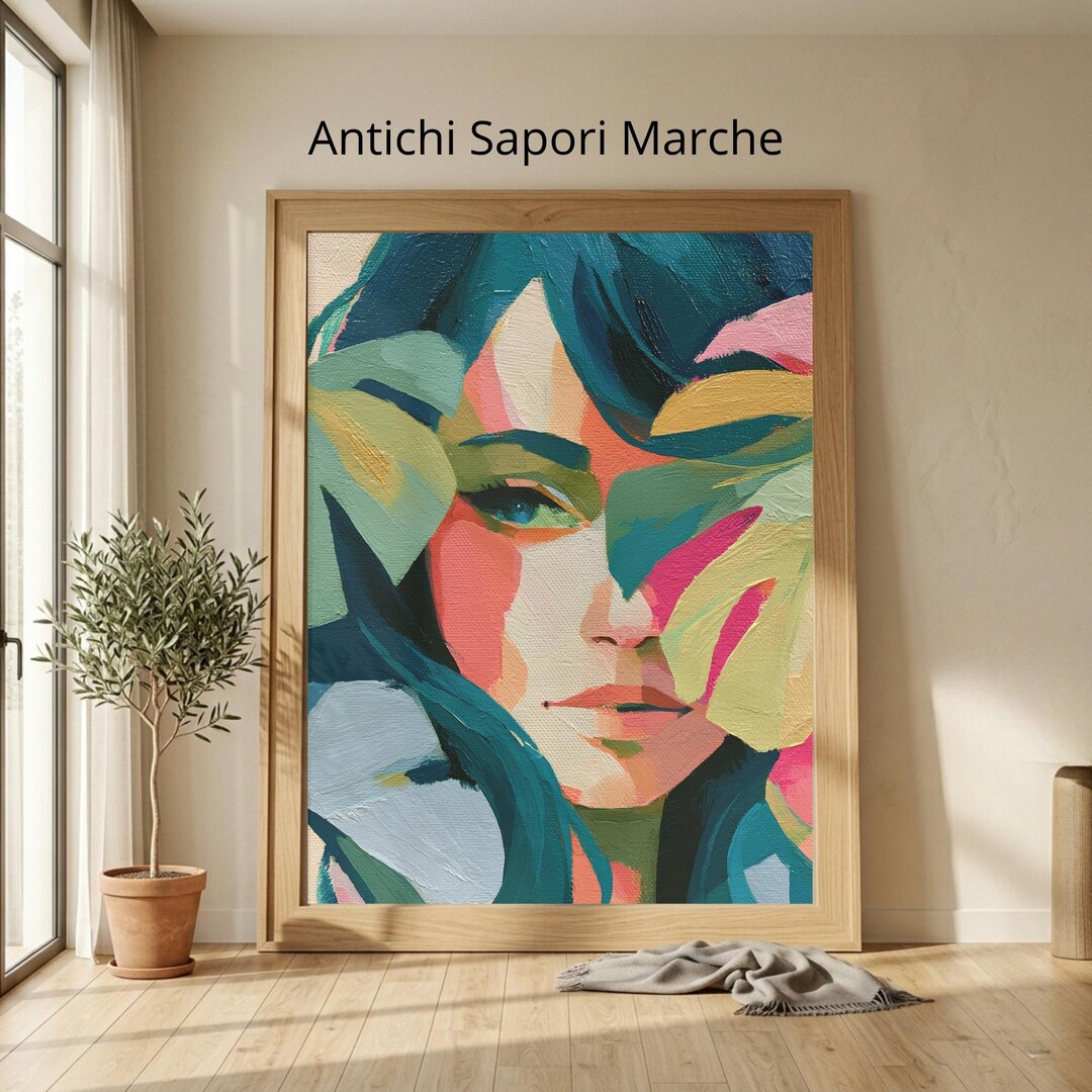 Modern Abstract Female Portrait Print, Colorful Contemporary Wall Art ...