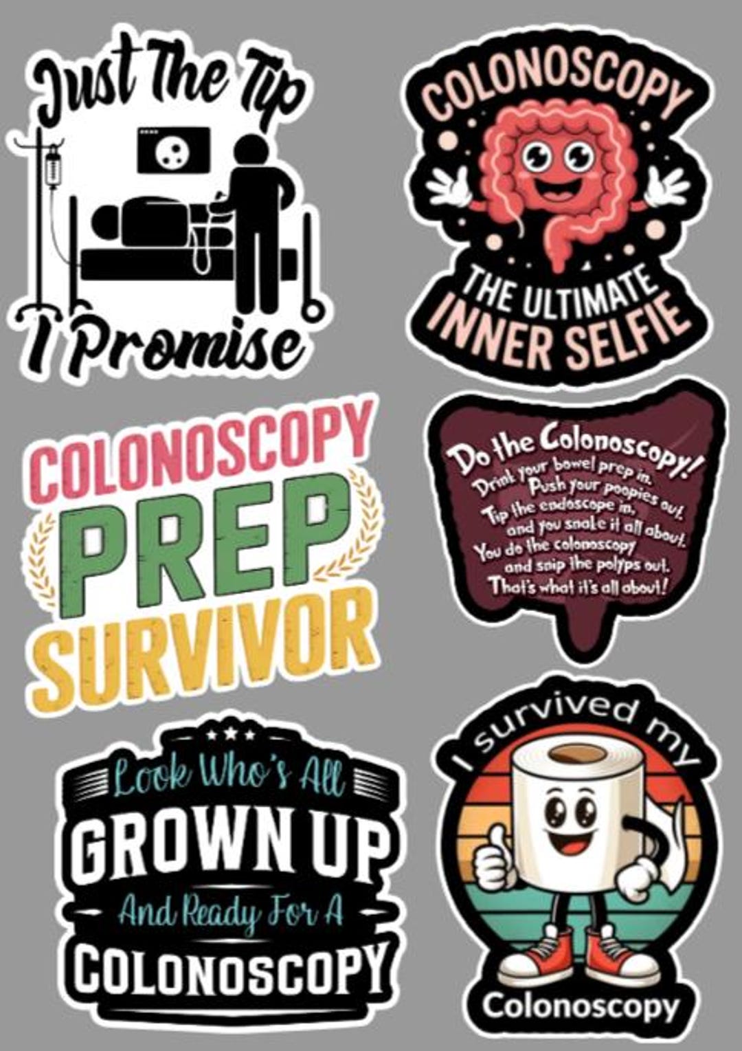 Colonoscopy Sticker Designs Funny Colonoscopy Sticker Set Adult Humor Waterproof Free Shipping - Etsy