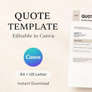 Modèle de devis modifiable pour les petites entreprises | Proposition de travail et formulaire d'estimation de prix | Feuille de devis sur Canva