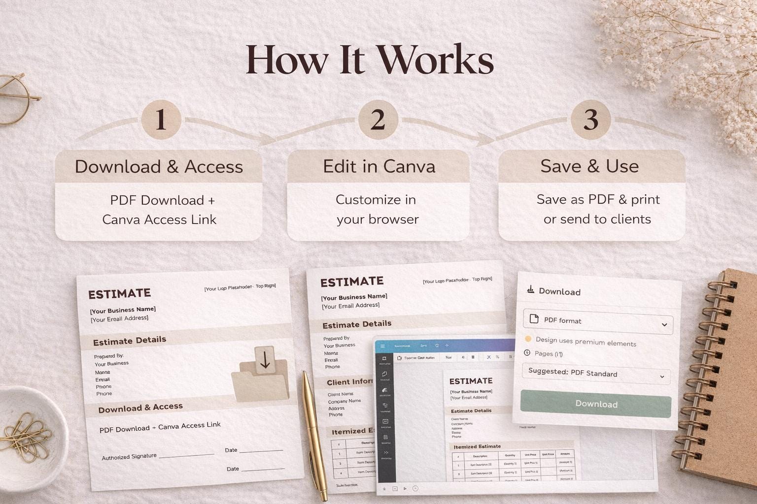 Editable Estimate Template Canva | Business Estimate Form | Service ...