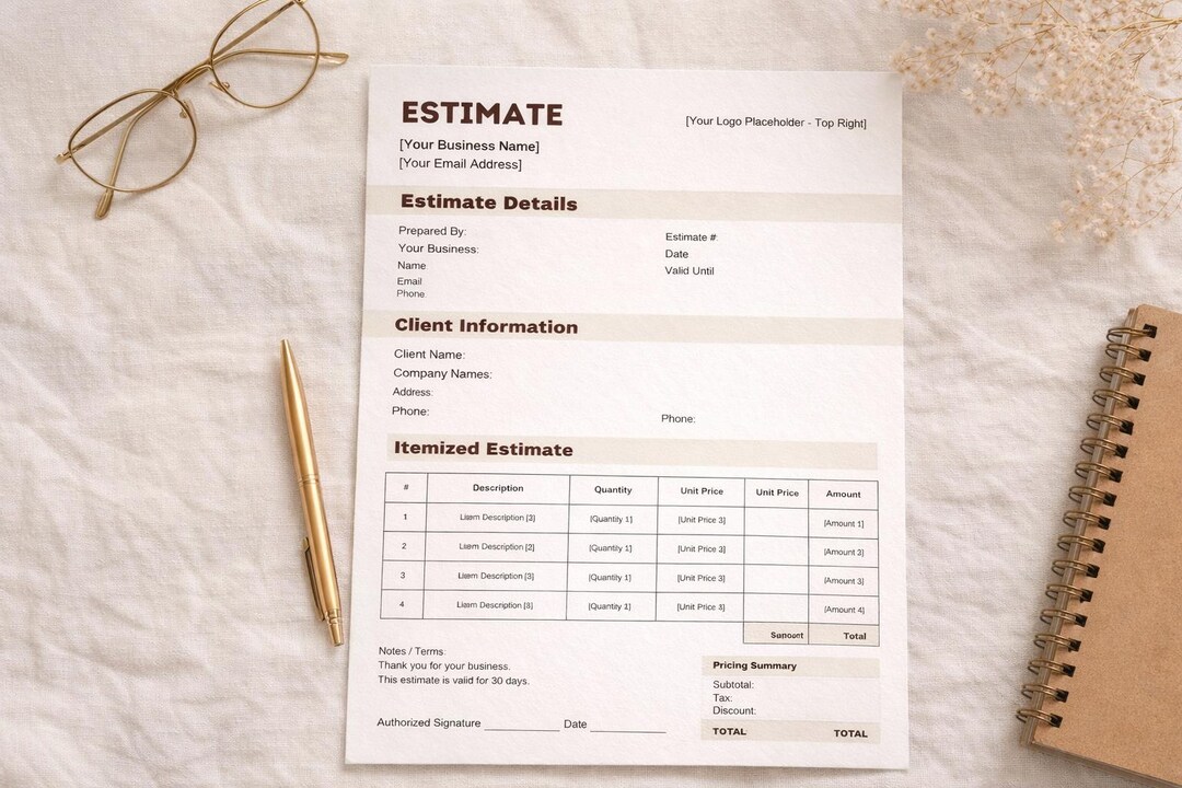 Editable Estimate Template Canva | Business Estimate Form | Service ...