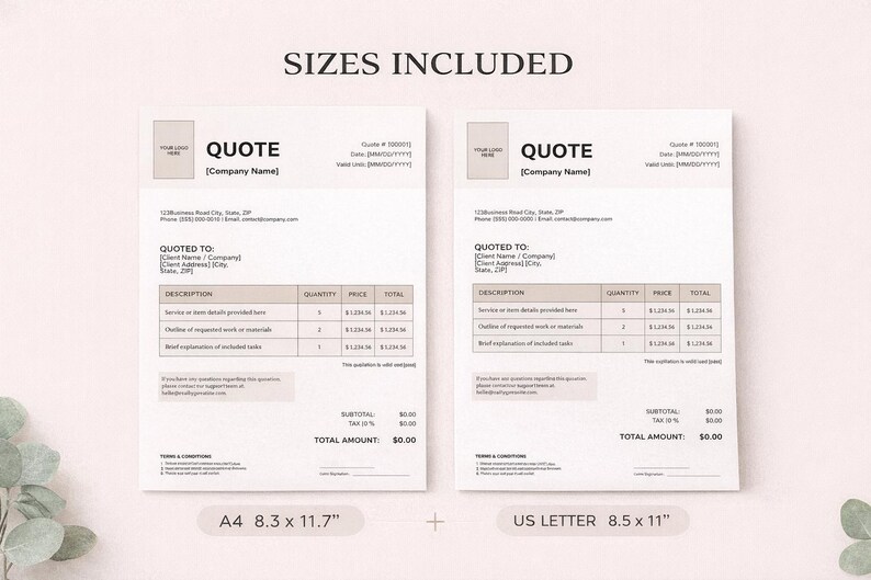 Editable Quote Template for Small Business | Job Proposal & Price ...