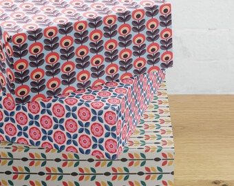 Retro Floral Wrapping Paper Sheets – Mid-Century Scandinavian Gift Wrap