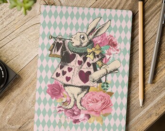 Alice in Wonderland White Rabbit Journal | Softcover Notebook With Inside Prints