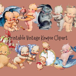 Clipart stampabile di Kewpie d'epoca, bambini antichi restaurati, JPG, PNG