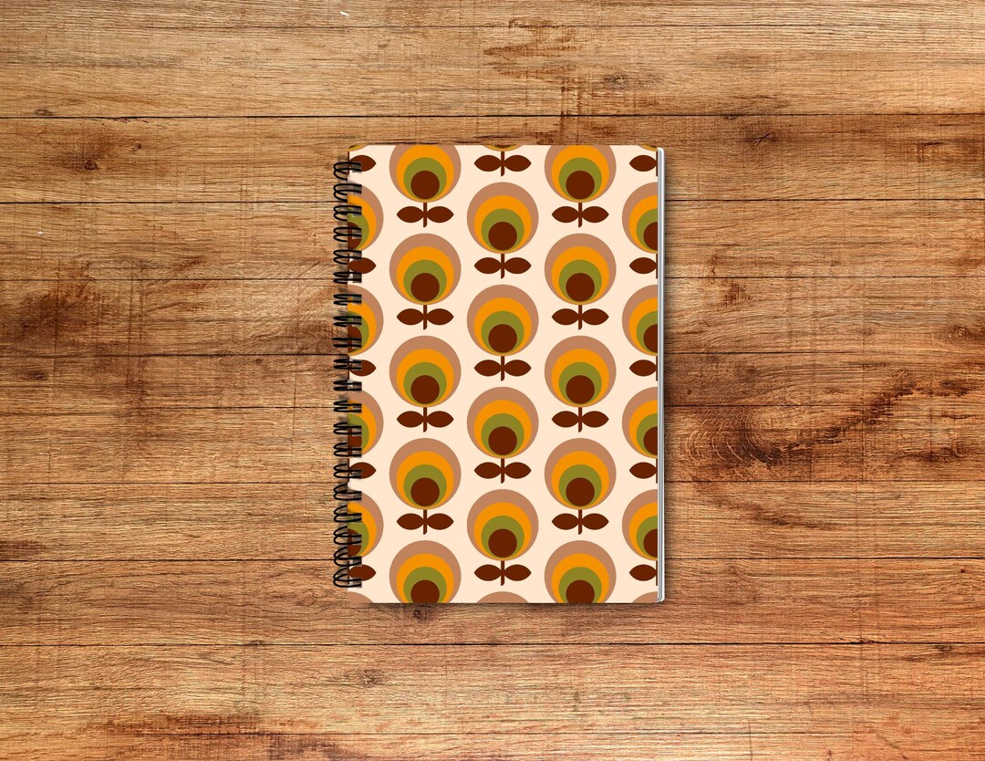 Retro Style Spiral Notebook - Mid-century Modern Notebook (front & Back ...