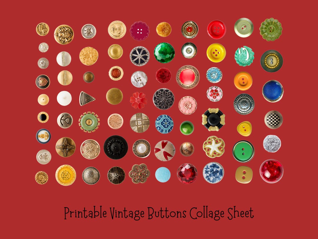 Vintage Buttons Collage Sheet, JPG & PNG, Instant Download - Etsy
