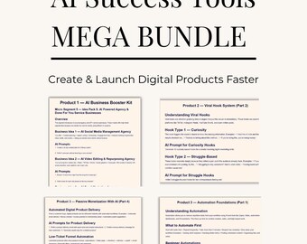 AI Erfolgs-Tools Mega Bundle | Business Vorlagen für digitale Produkte | ChatGPT Prompts | Inhaltsersteller-Toolkit | Canva + Notion Vorlagen