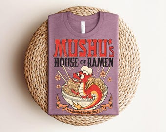 Mushu House of Ramen Shirt Funny Dragon Ramen Tee Retro Chinese Noodle Graphic T-shirt Best Noodles in China Shirt For Movie Fans Women