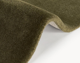 Hand Tufted Olive Green Wool Rug, Minimalist Solid Area Rug