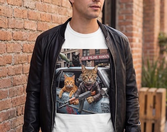 T-shirt drôle de chats gangsters, t-shirt vintage de gangsters de chat, chemise de chat de style de rue, cadeau d'amant de chat, oeuvre d'art urbaine de chat