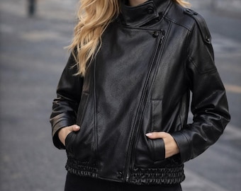 Women’s Black Moto Jacket – Faux Leather Biker Style Jacket