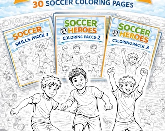 Soccer Heroes Coloring Pages Bundle (30 Pages) | Kids Football Coloring Book | Printable Soccer Pack | Instant Download