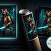 Cyberpunk Samurai Print, Neon Digital Warrior Wall Art, Dark Aesthetic Poster, Gaming Room Decor, Japanese Neon Art, Instant Download