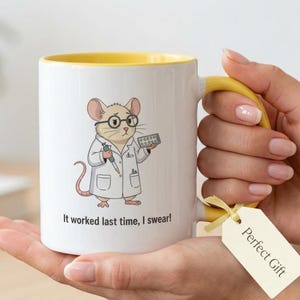 Caneca de Ciências - Caneca Rato de Laboratório - Caneca de Café Divertida de Biologia - Presente para Cientista - Humor para Estudante de Doutorado