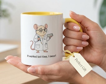 Mug scientifique amusant, motif souris de laboratoire, cadeau pour scientifique/chercheur/étudiant