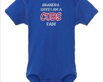 Grandpa Says I am a Cubs Fan Baby Bodysuit - Royal