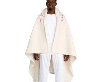 Manta Sherpa con capucha y letras pastel / Manta polar acogedora con capucha