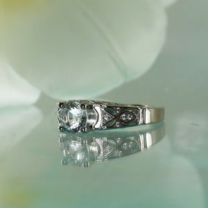 Herkimer Diamond Ring, Solitaire Diamond Alternative, Gift for Her, Sterling Engagement Ring, Handmade Jewelry, Wedding Ring
