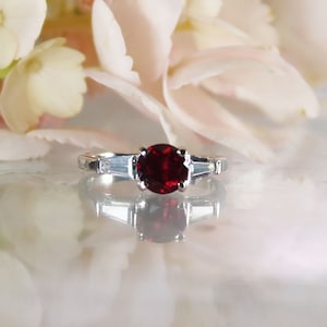 Natural Garnet Ring, Garnet Ring, Garnet Sterling Ring, Garnet Silver Ring, January Birthstone