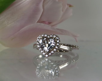 Heart Engagement Ring, Heart Ring, Heart Rings, Heart Jewelry, Heart Wedding Set